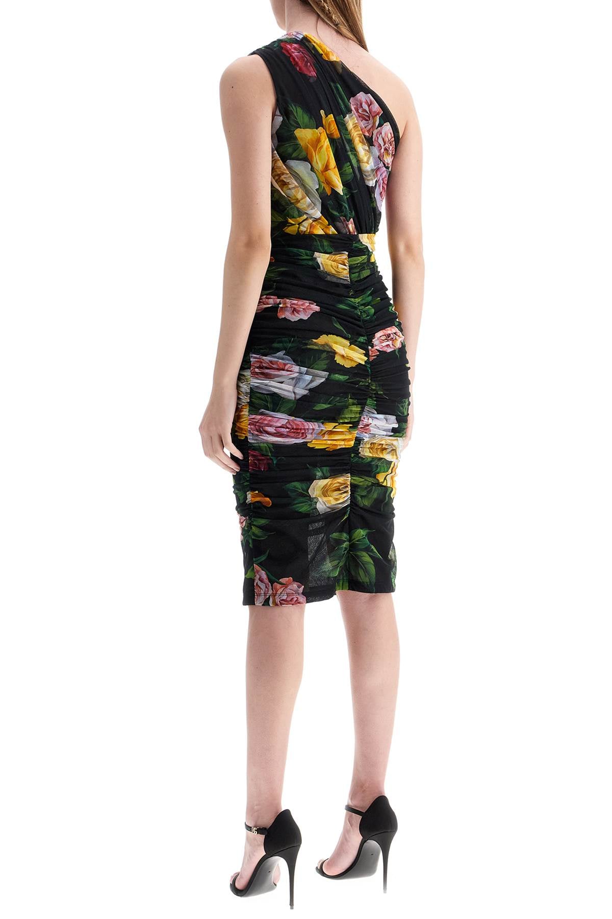 Dolce & Gabbana elegant black dress in polyamide with floral pattern for cocktails and evenings - VivaceVenus