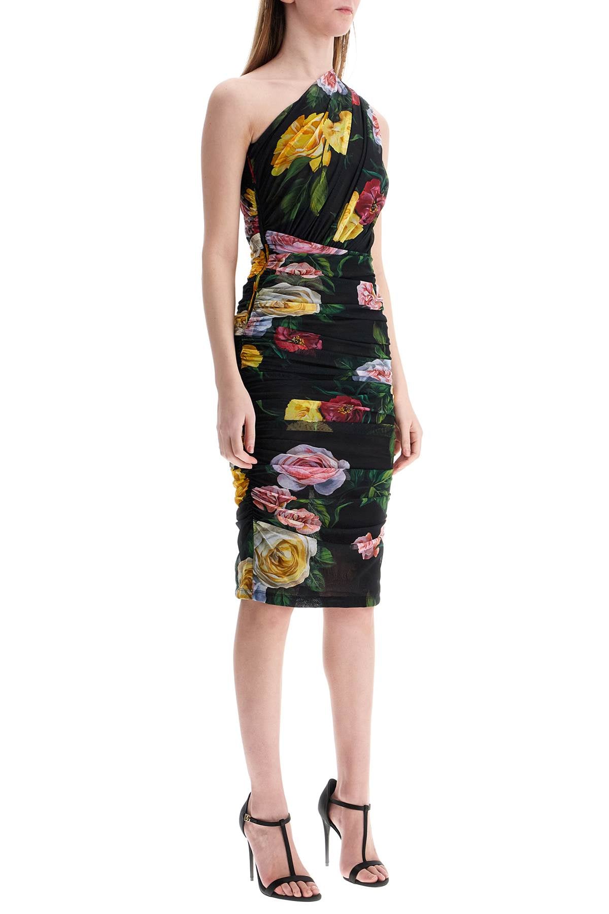 Dolce & Gabbana elegant black dress in polyamide with floral pattern for cocktails and evenings - VivaceVenus