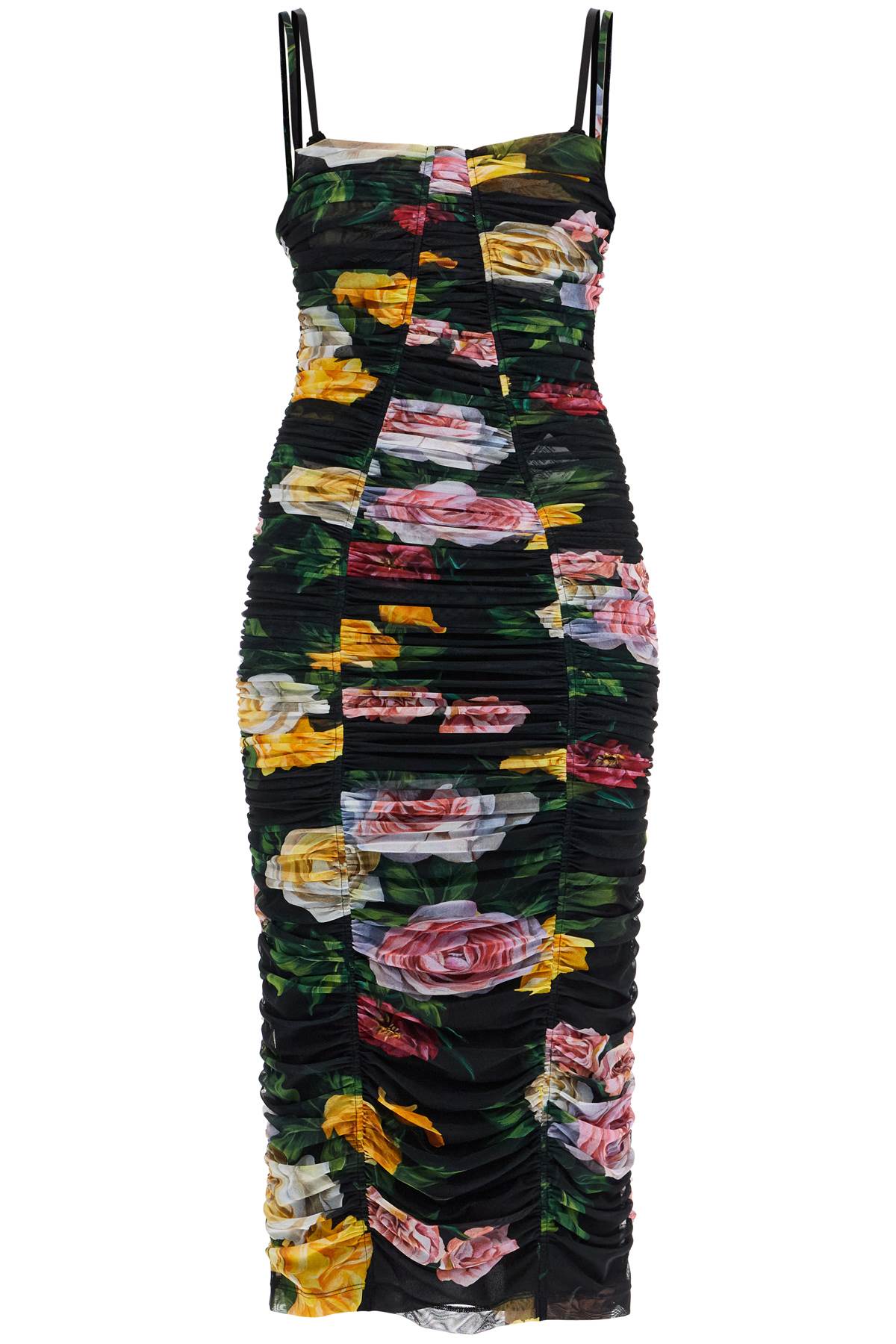 Dolce & Gabbana black floral midi synthetic dress - VivaceVenus