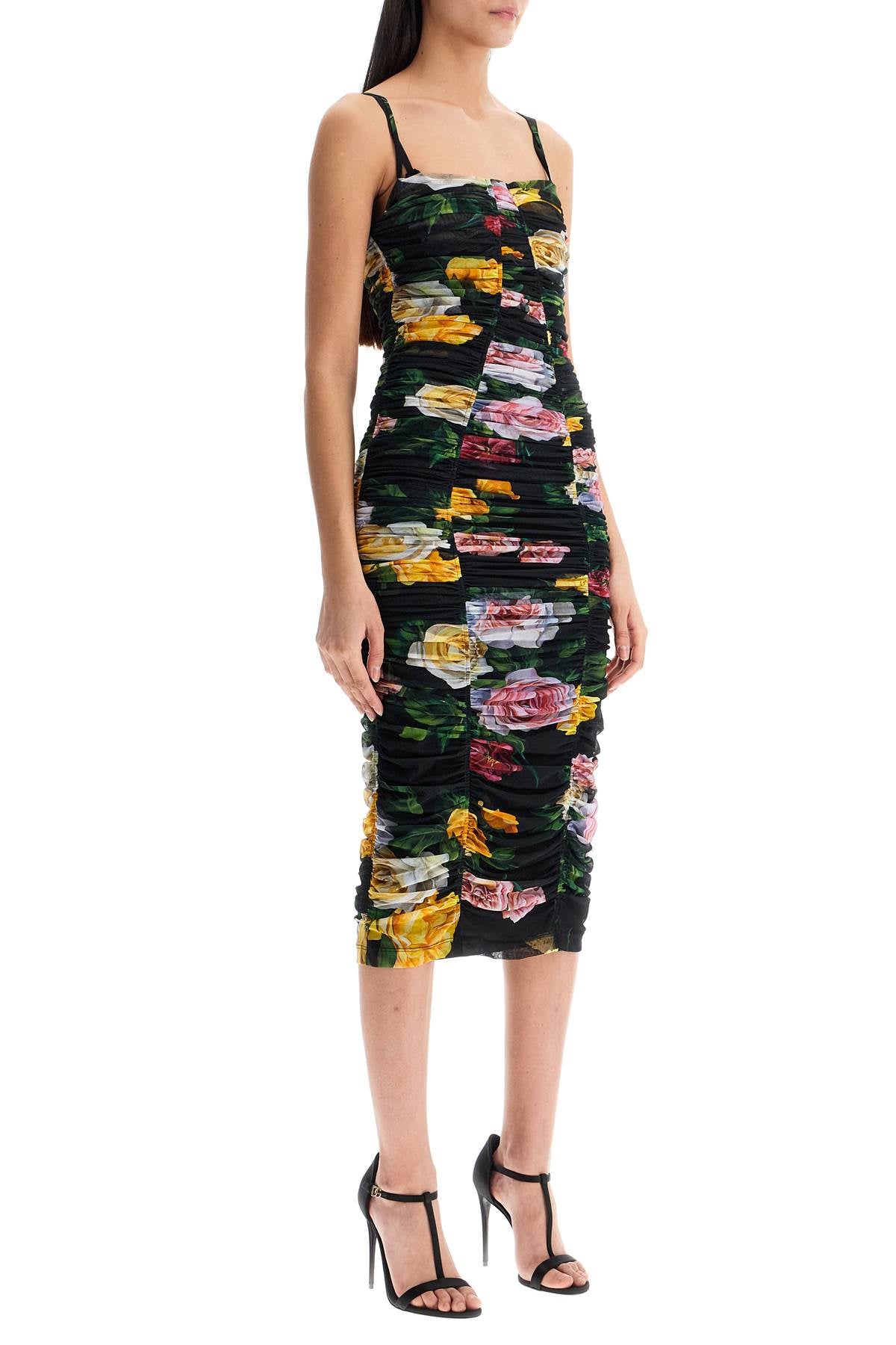 Dolce & Gabbana black floral midi synthetic dress - VivaceVenus