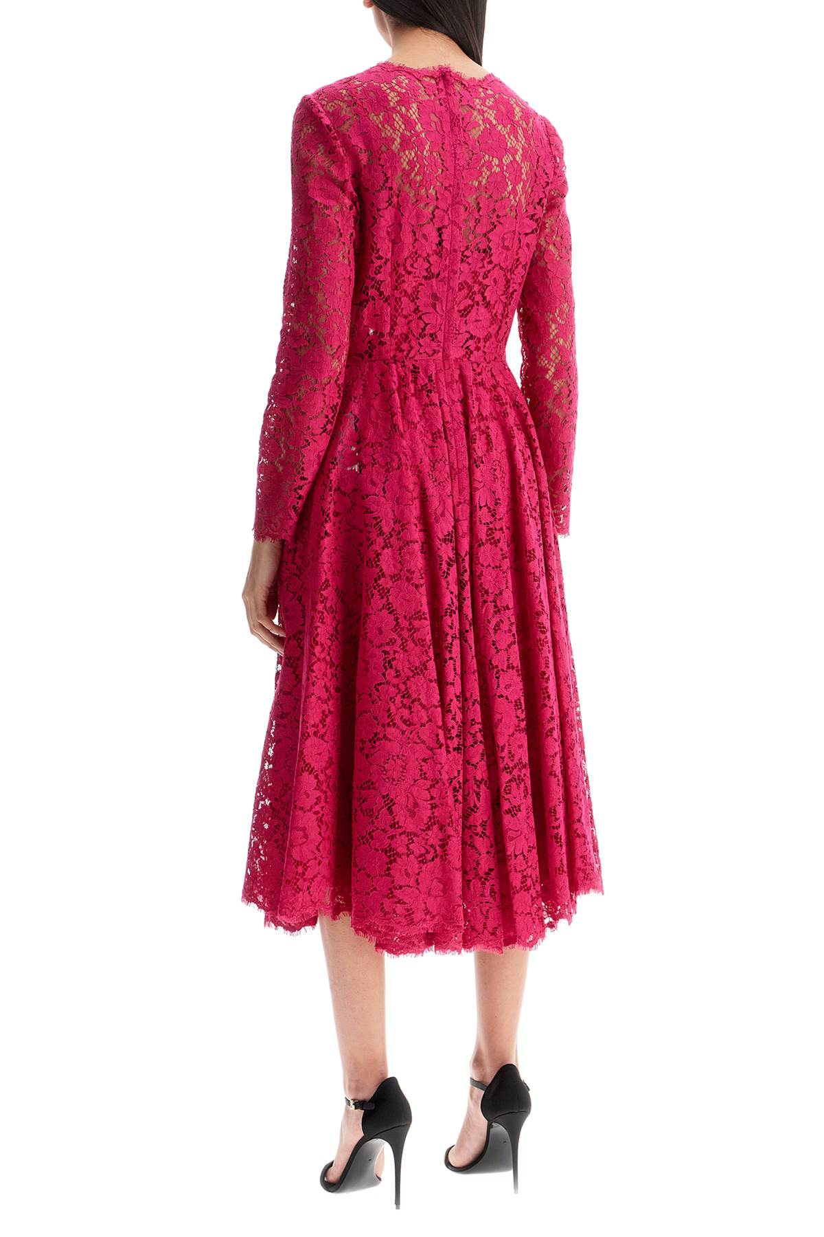 Dolce & Gabbana shocking pink floral lace midi dress - VivaceVenus