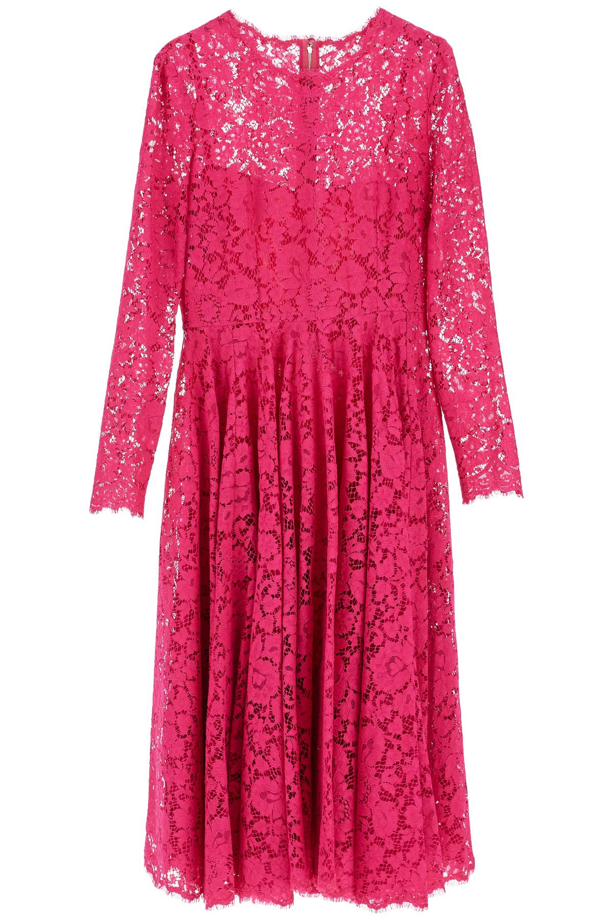 Dolce & Gabbana shocking pink floral lace midi dress - VivaceVenus