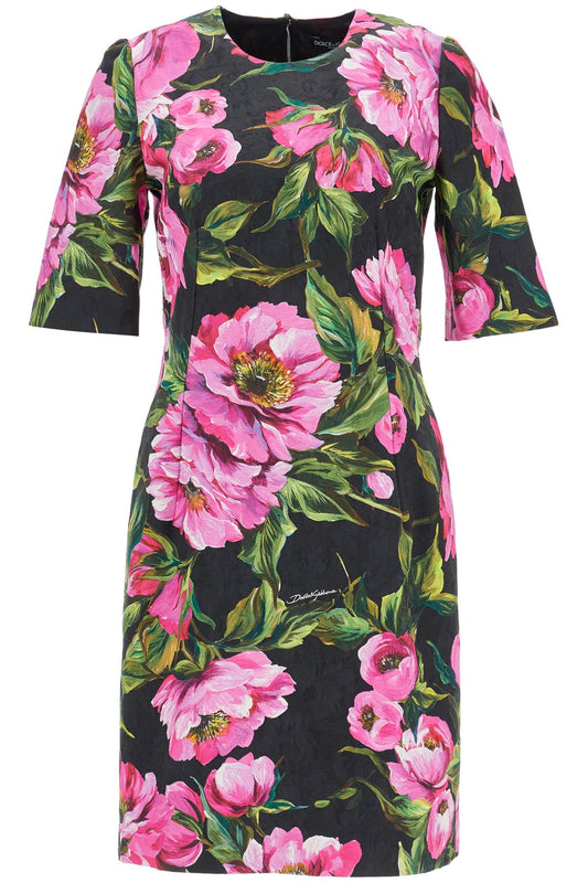 Dolce & Gabbana black floral cotton dress with peonies - VivaceVenus