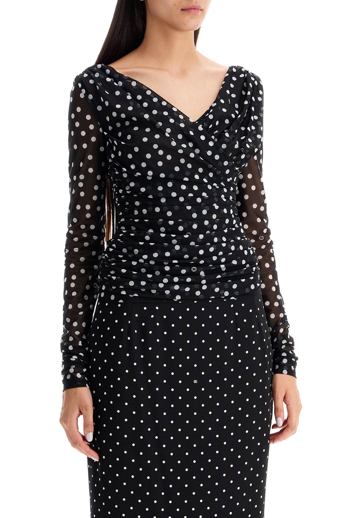 Dolce & Gabbana polka dot draped top with - VivaceVenus