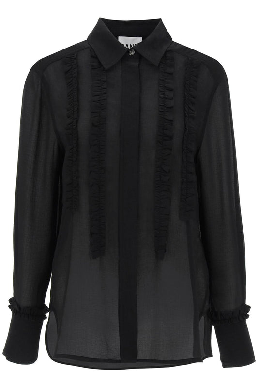 Ganni ruffled chiffon shirt - VivaceVenus