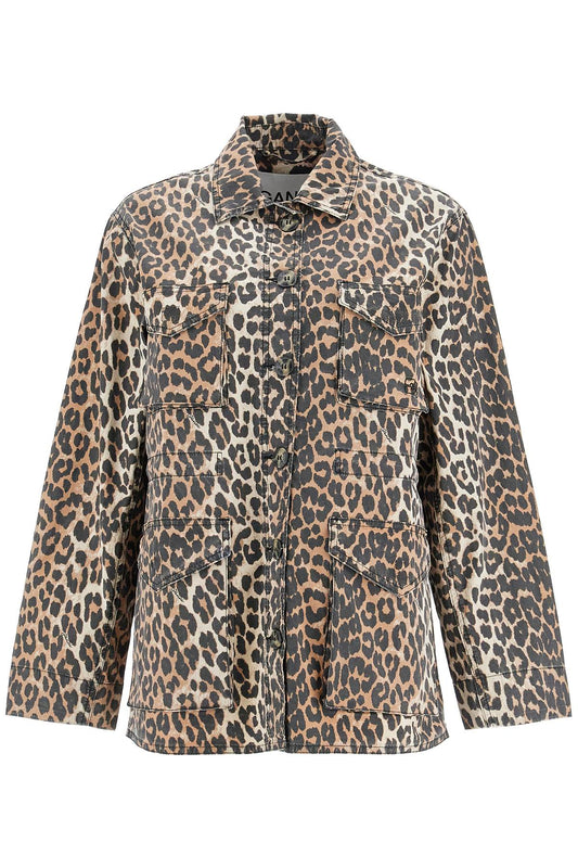 Ganni leopard print canvas overshirt - VivaceVenus