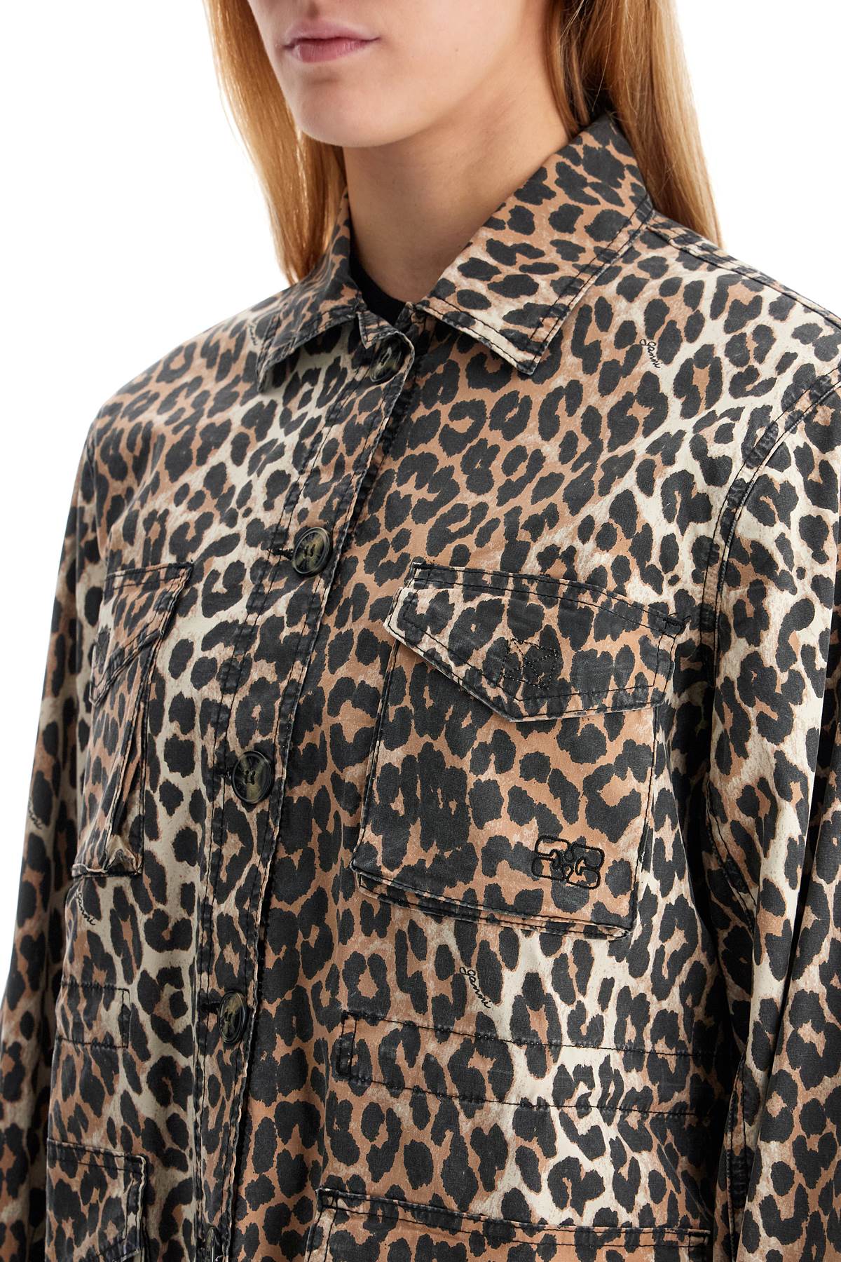 Ganni leopard print canvas overshirt - VivaceVenus