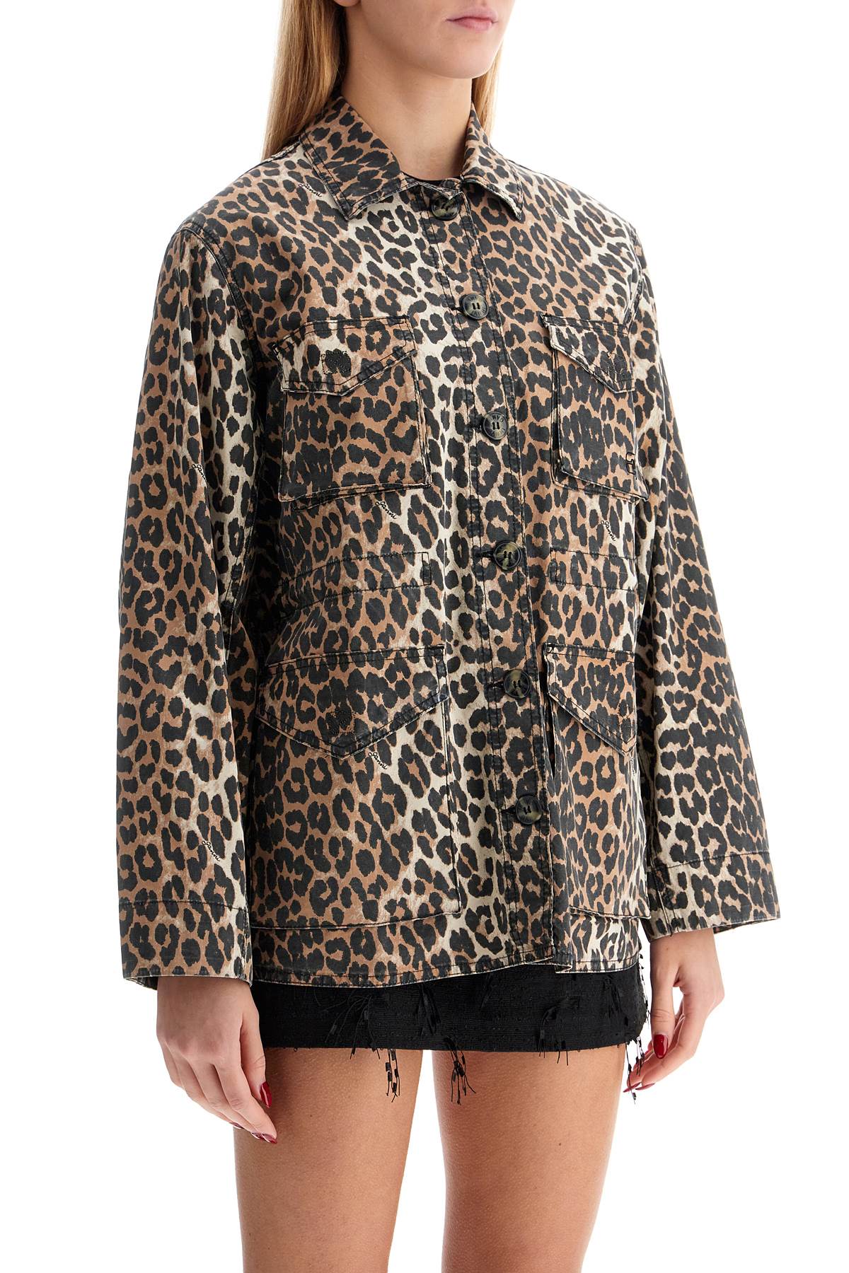 Ganni leopard print canvas overshirt - VivaceVenus