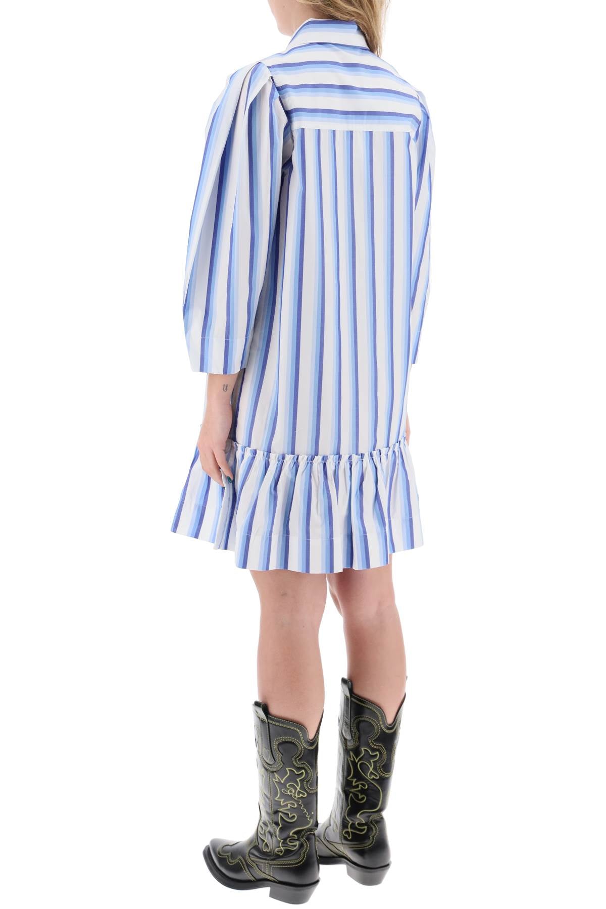 Ganni striped dress with ruffles. - VivaceVenus