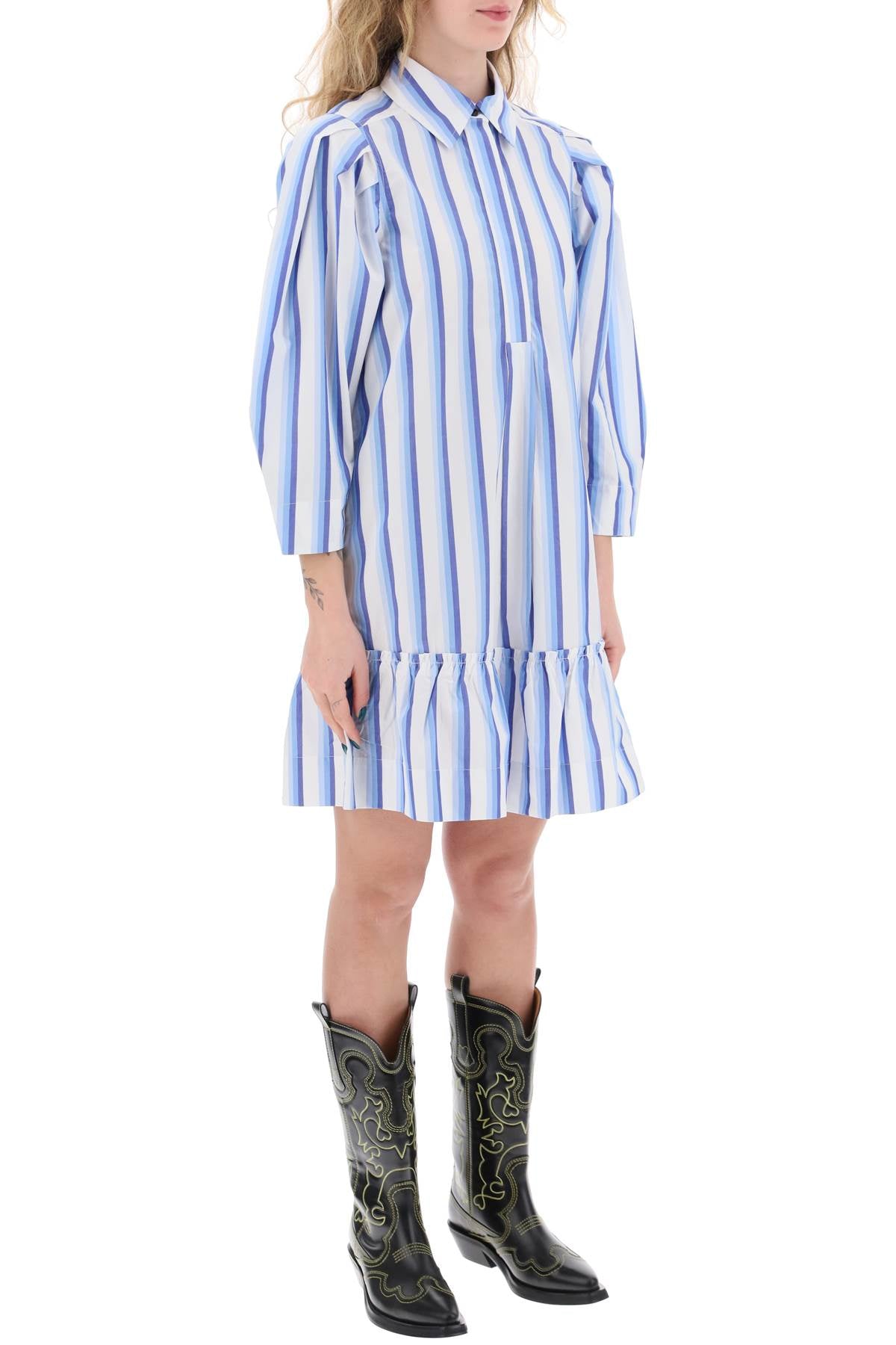 Ganni striped dress with ruffles. - VivaceVenus