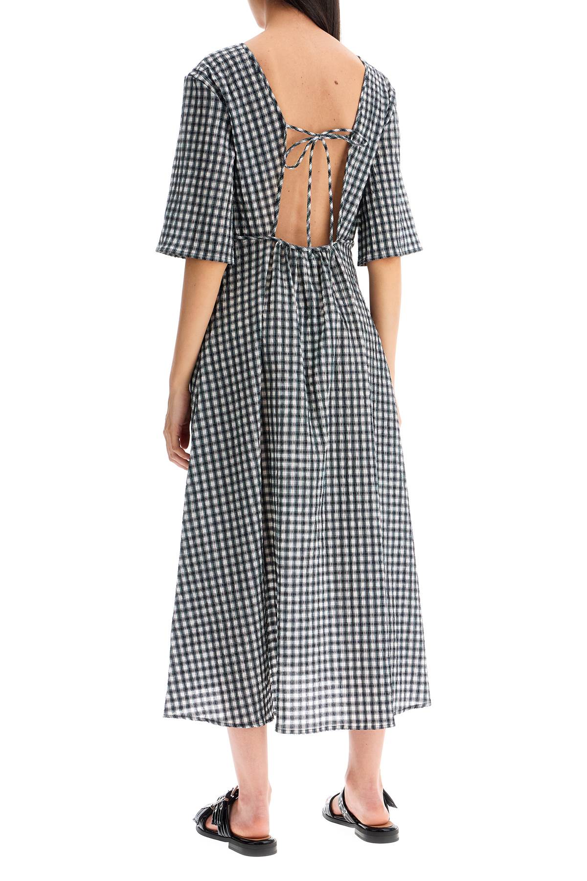 Ganni midi seersucker check dress - VivaceVenus