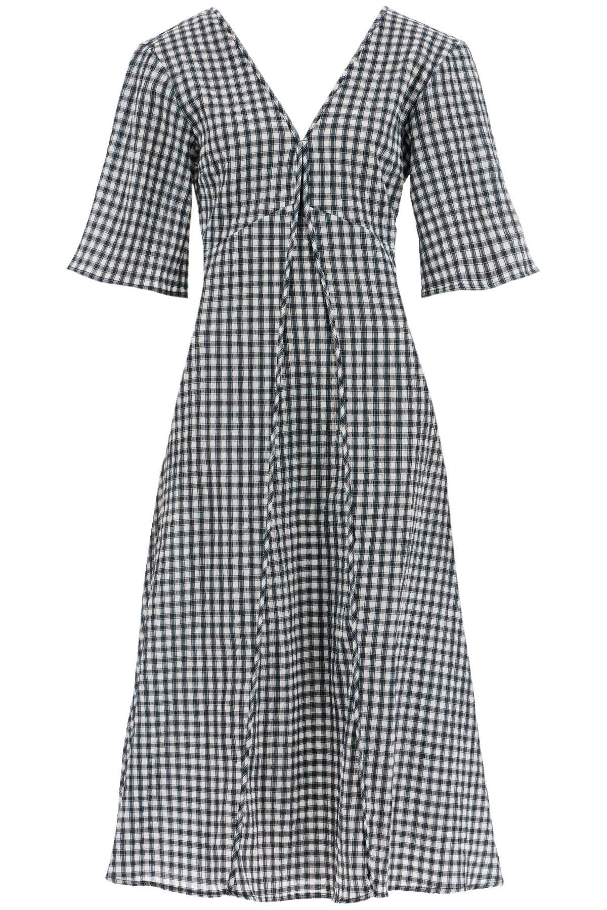 Ganni midi seersucker check dress - VivaceVenus