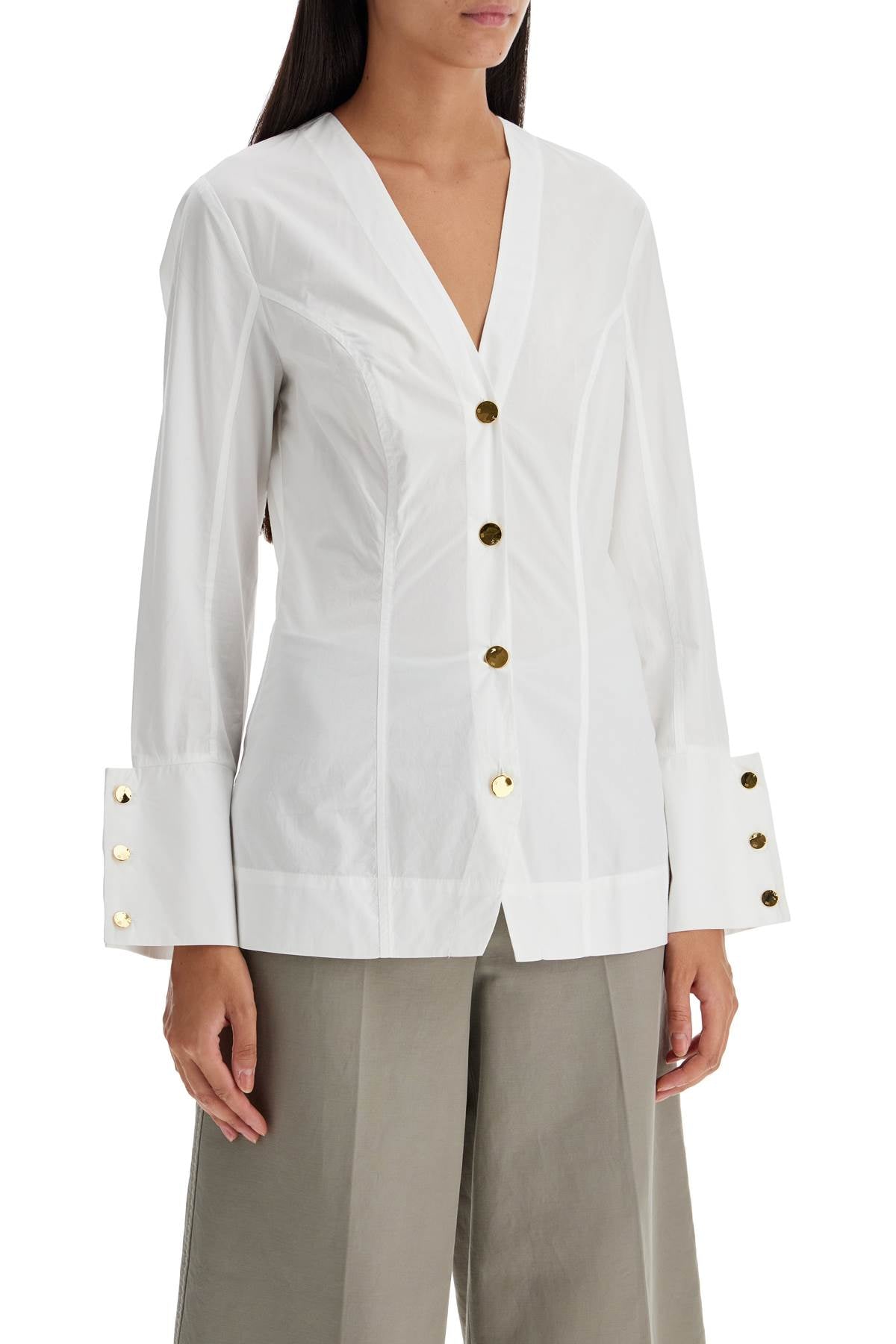 Ganni v-neck shirt with collar - VivaceVenus