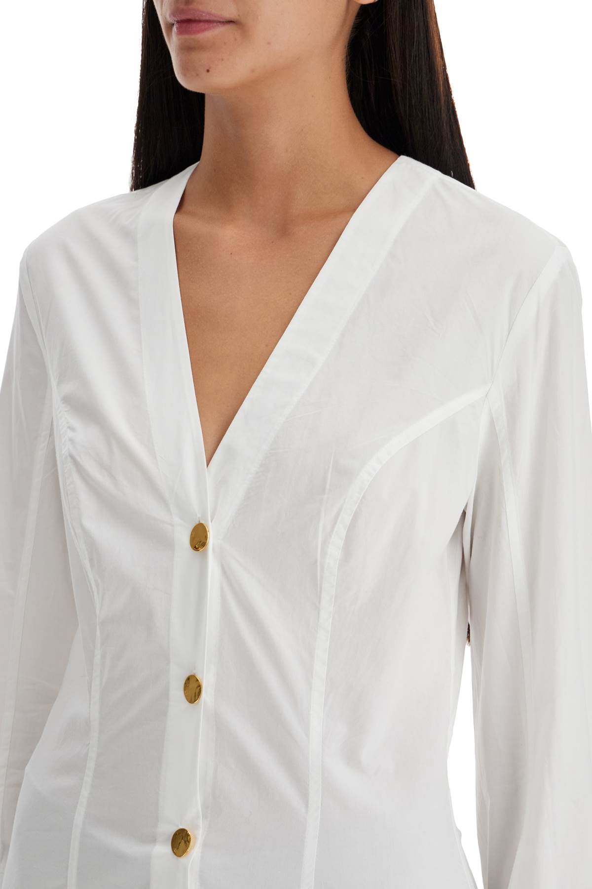 Ganni v-neck shirt with collar - VivaceVenus