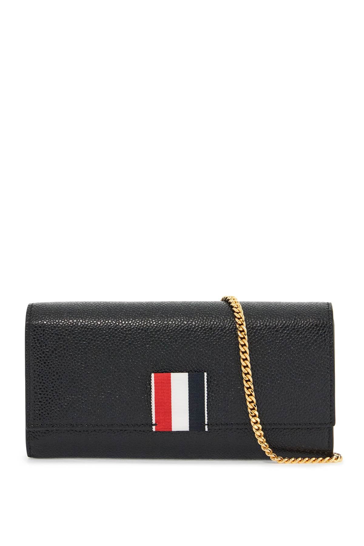 Thom Browne black calfskin chain wallet with rwb detail - VivaceVenus