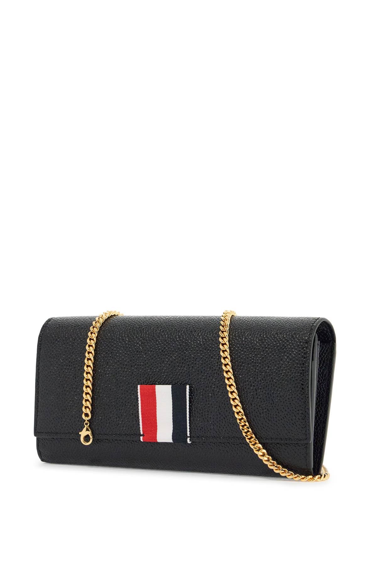 Thom Browne black calfskin chain wallet with rwb detail - VivaceVenus