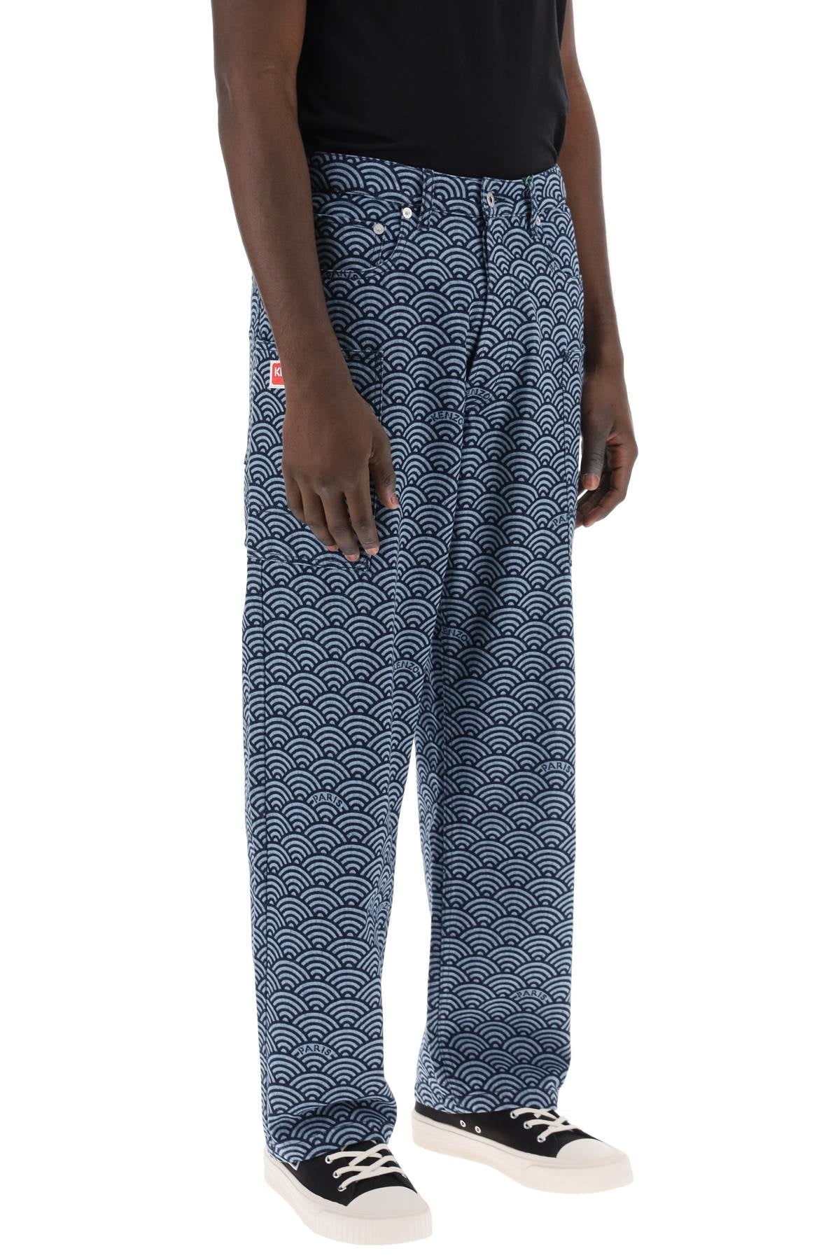 Kenzo monkey workwear jeans with seigaiha print - VivaceVenus