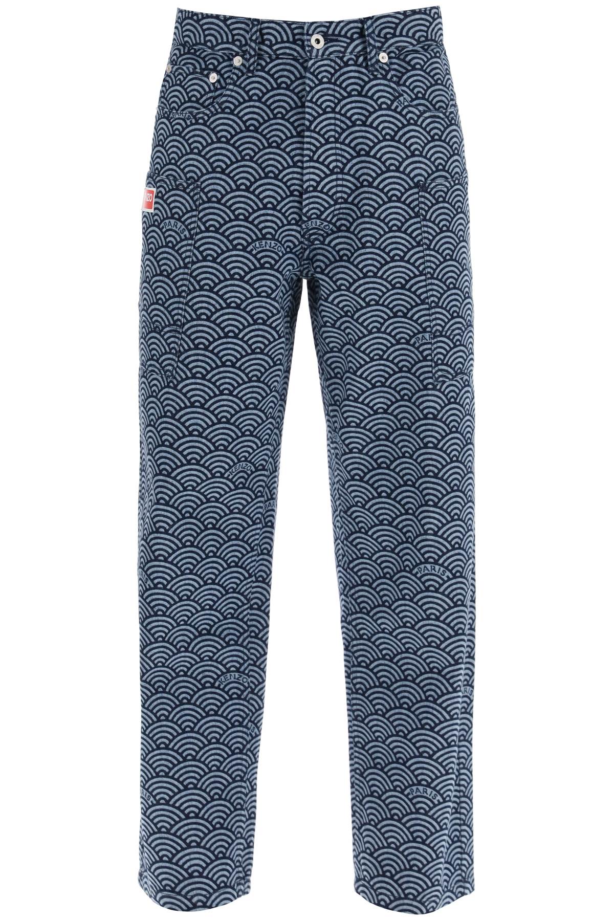 Kenzo monkey workwear jeans with seigaiha print - VivaceVenus