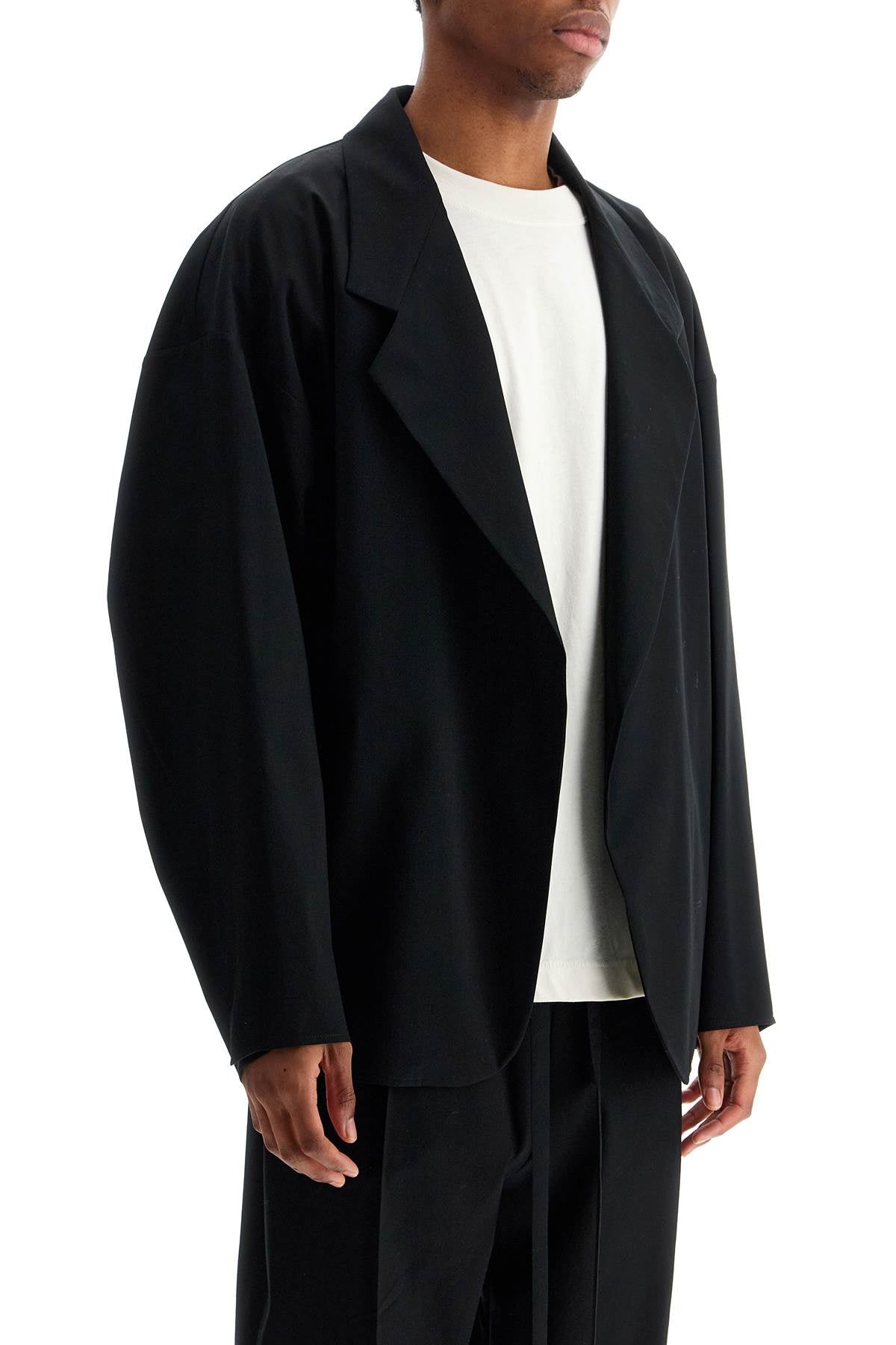 Fear Of God blazer in misto cotone e lana nero oversize con zip