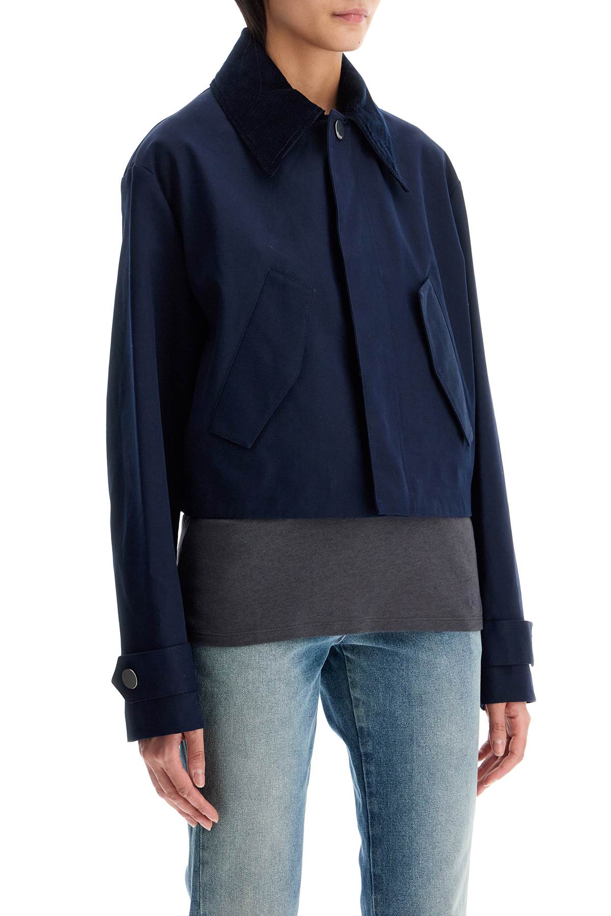 Ami Alexandre Matiussi cropped canvas jacket for women - VivaceVenus