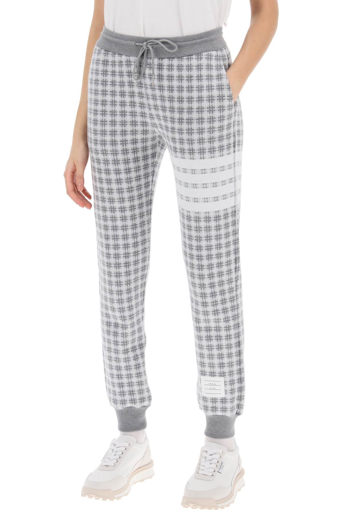 Thom Browne 4-bar joggers in check knit