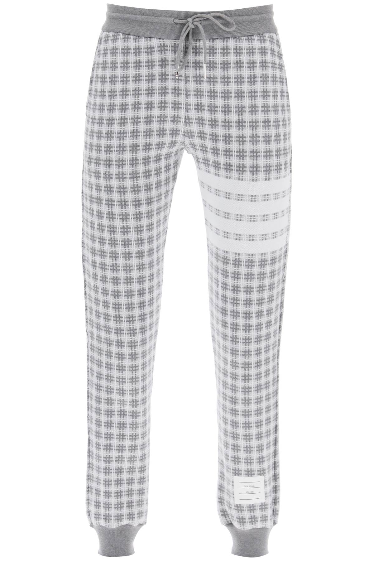 Thom Browne 4-bar joggers in check knit