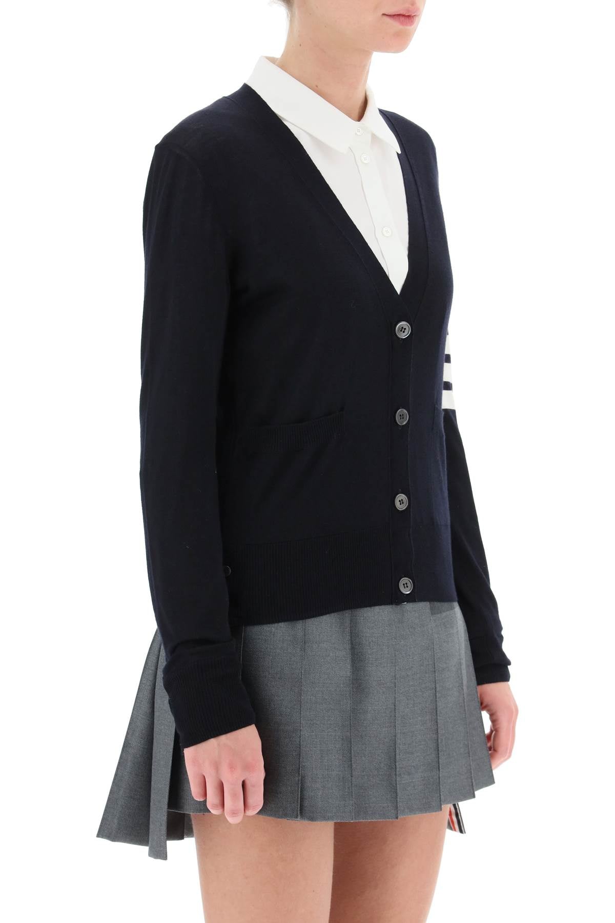 Thom Browne 4-bar merino wool cardigan - VivaceVenus