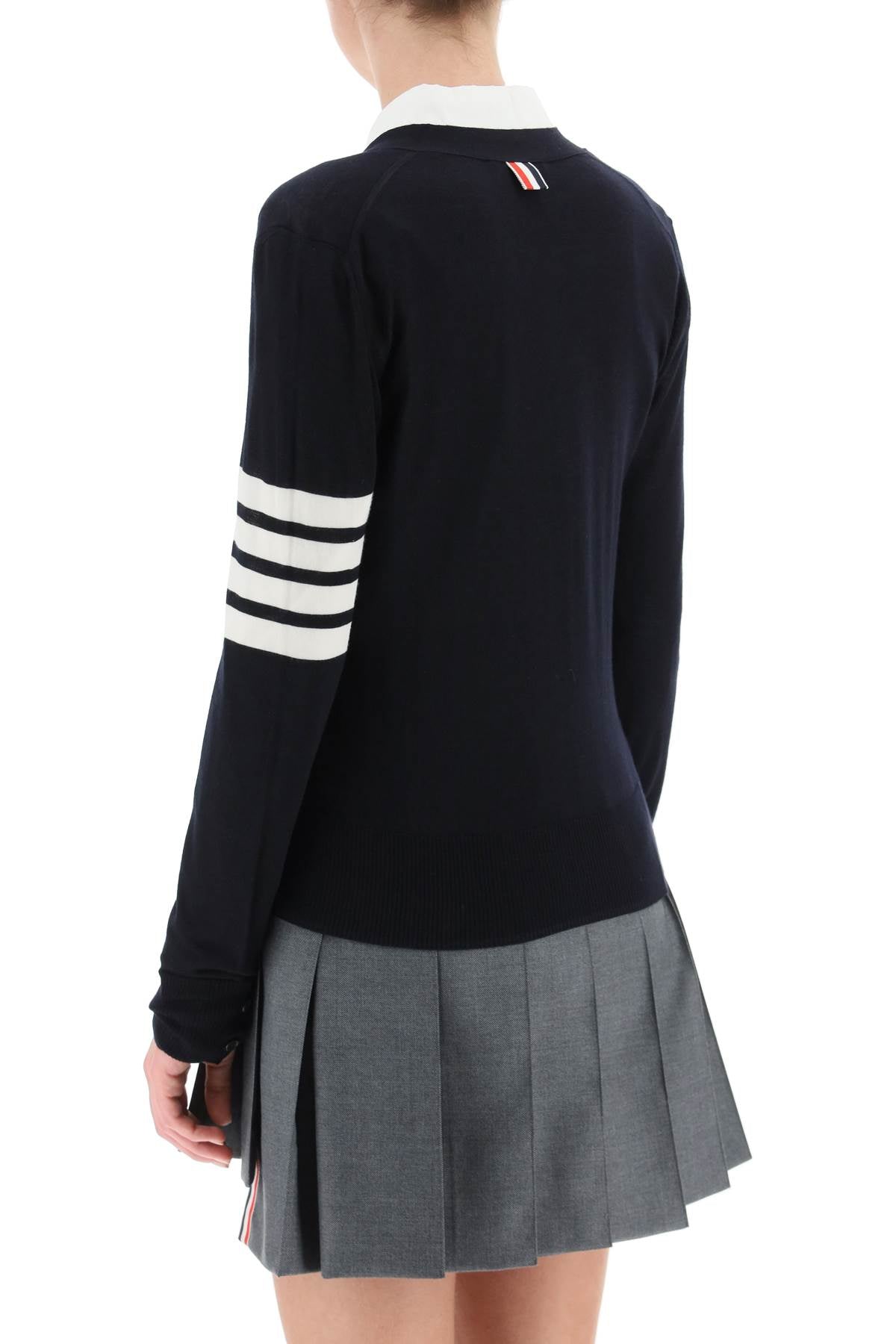 Thom Browne 4-bar merino wool cardigan - VivaceVenus