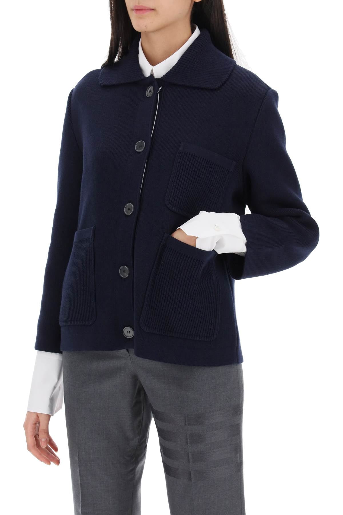 Thom Browne cotton-cashmere knit jacket - VivaceVenus