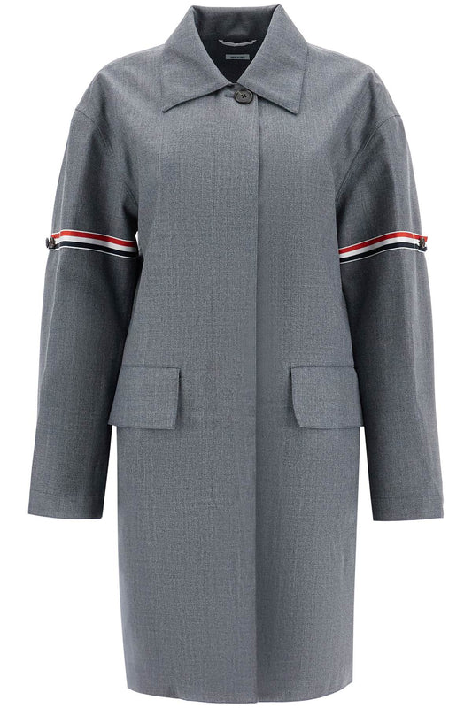 Thom Browne waterproof technical wool coat with rwb stripes - VivaceVenus