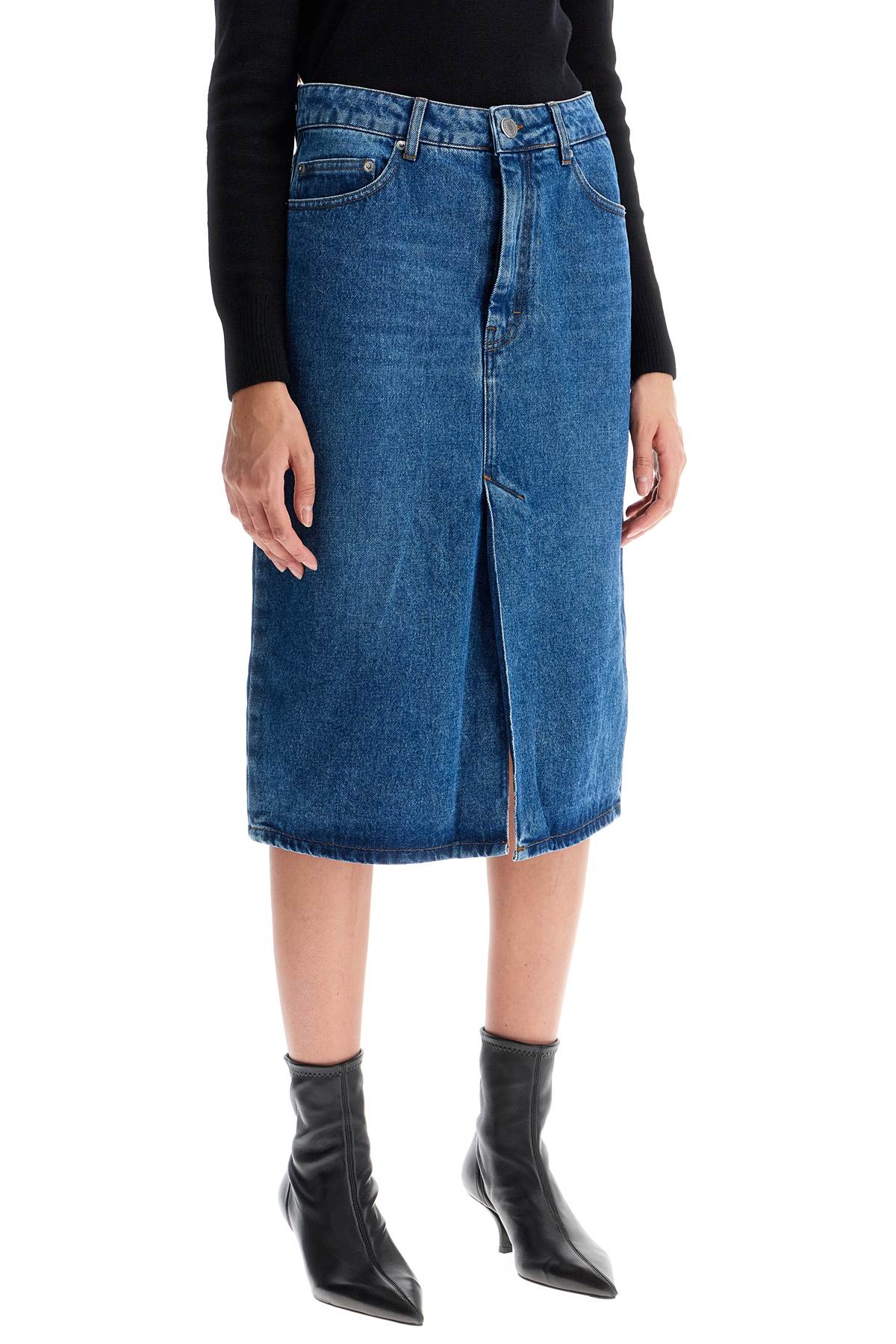 Ami Alexandre Matiussi denim midi skirt in seven - VivaceVenus