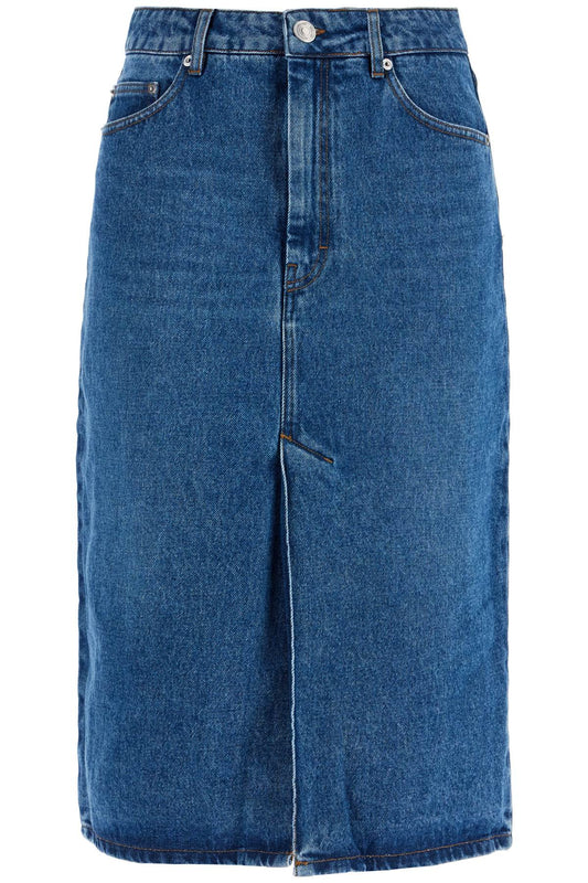 Ami Alexandre Matiussi denim midi skirt in seven - VivaceVenus