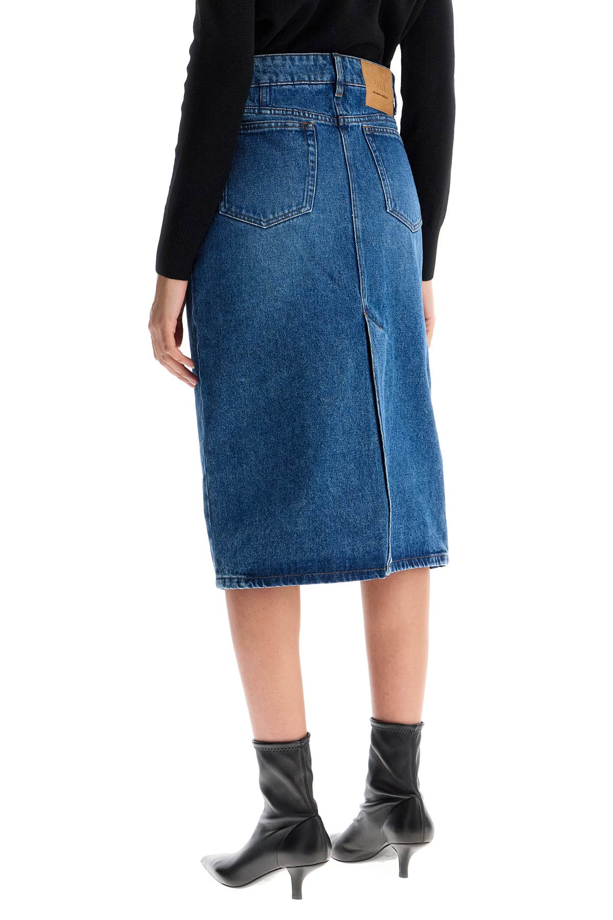 Ami Alexandre Matiussi denim midi skirt in seven - VivaceVenus