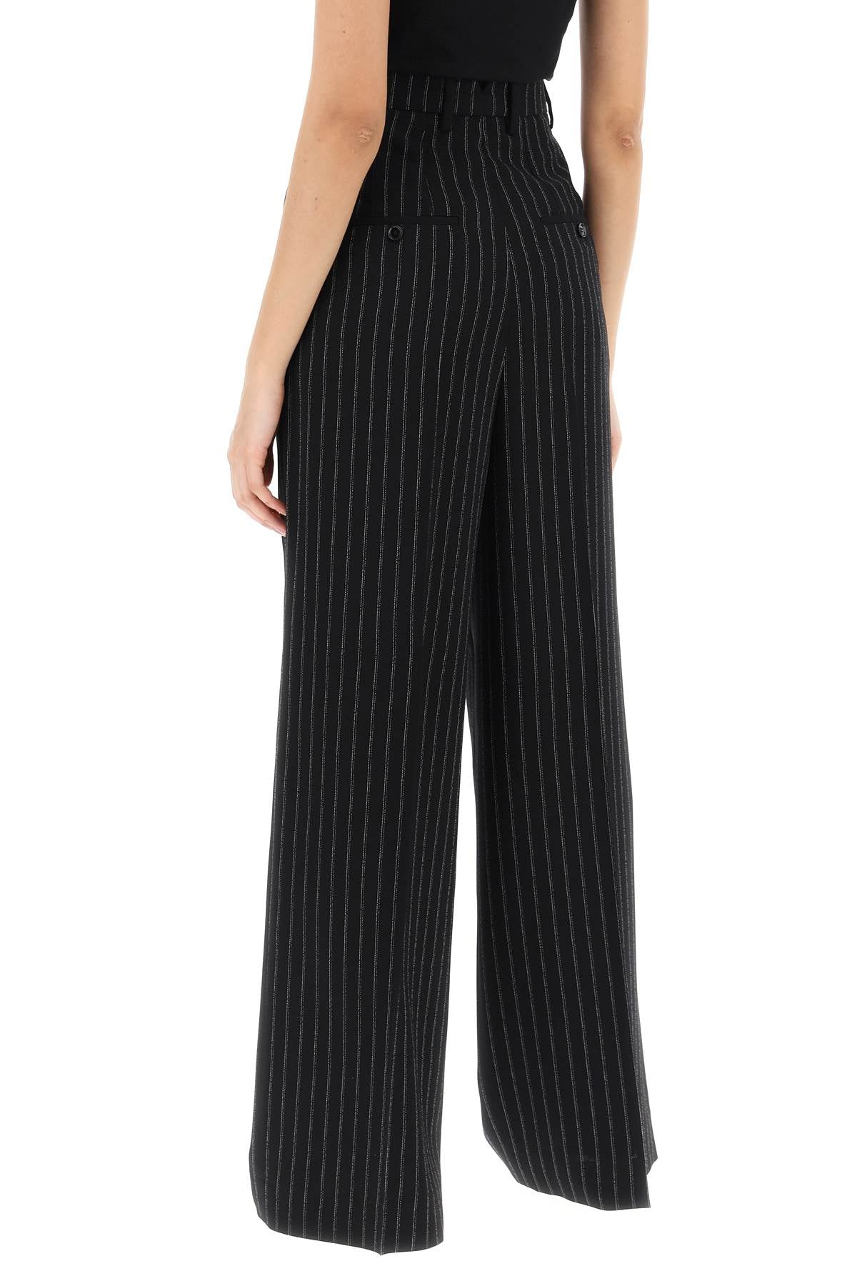 Ami Alexandre Matiussi wide-legged pinstripe trousers with - VivaceVenus