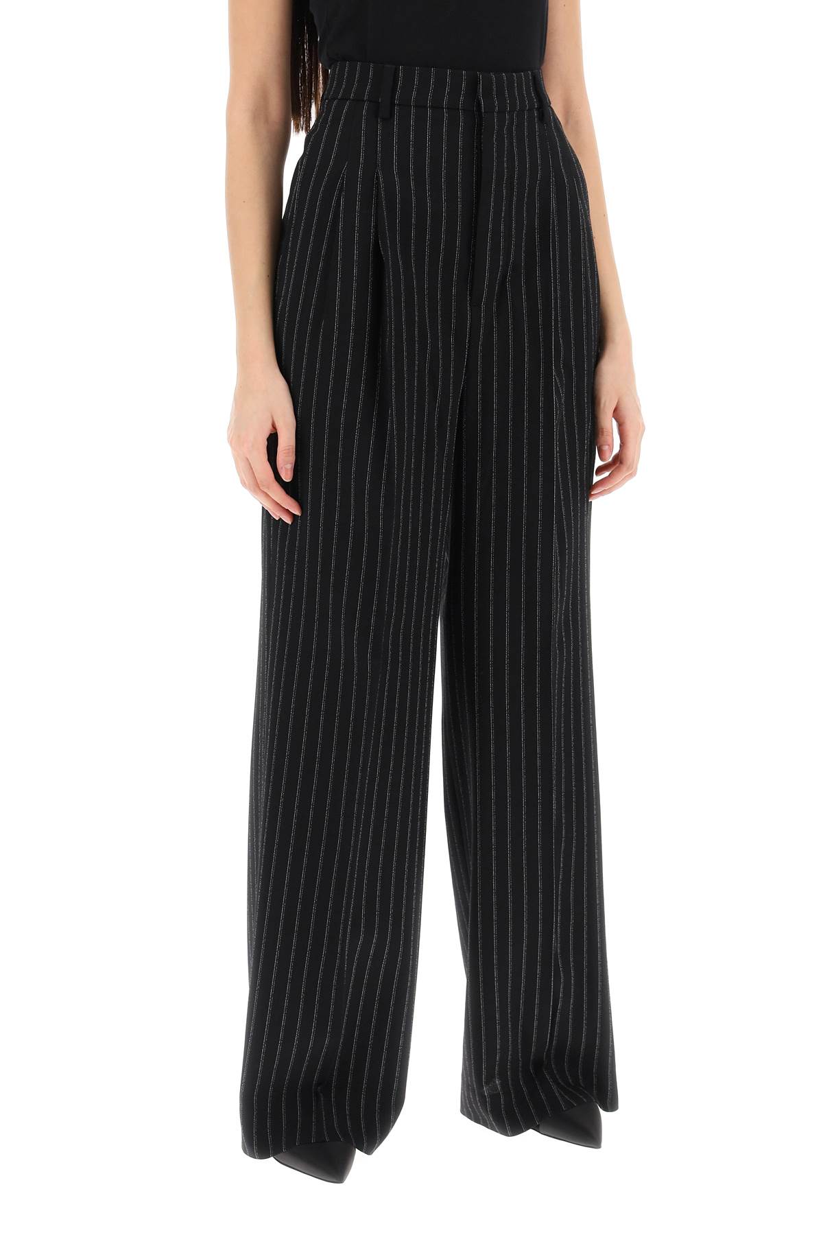 Ami Alexandre Matiussi wide-legged pinstripe trousers with - VivaceVenus