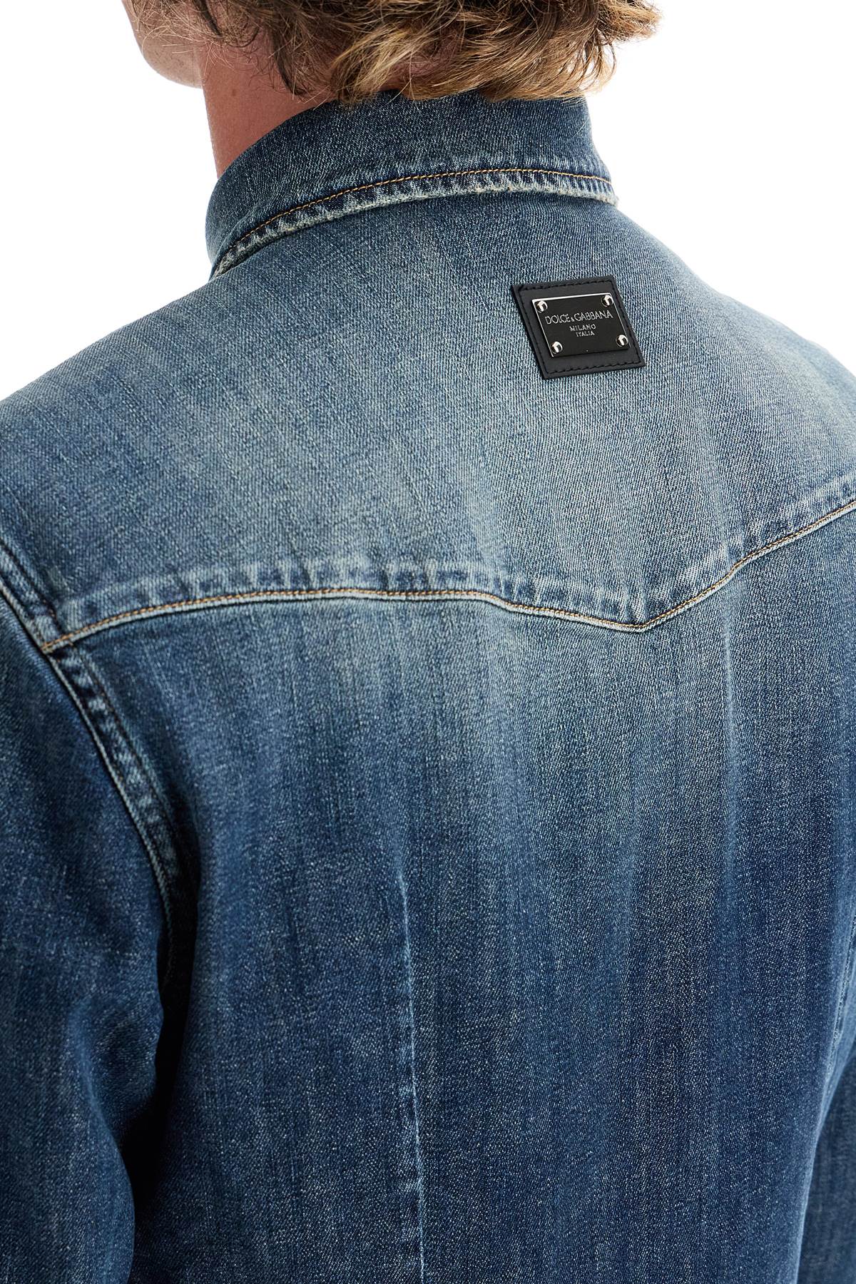 Dolce & Gabbana denim stretch shirt for men - VivaceVenus