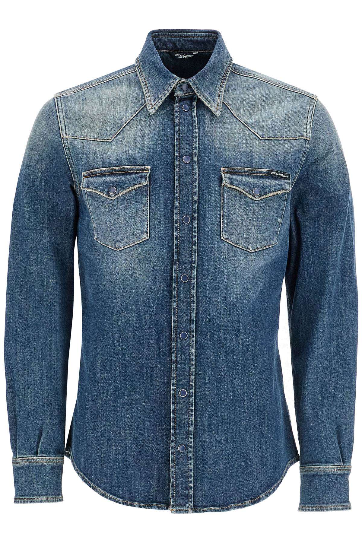 Dolce & Gabbana denim stretch shirt for men - VivaceVenus