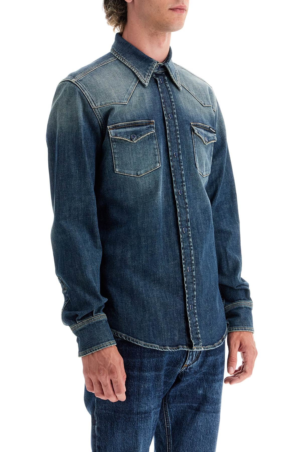 Dolce & Gabbana denim stretch shirt for men - VivaceVenus