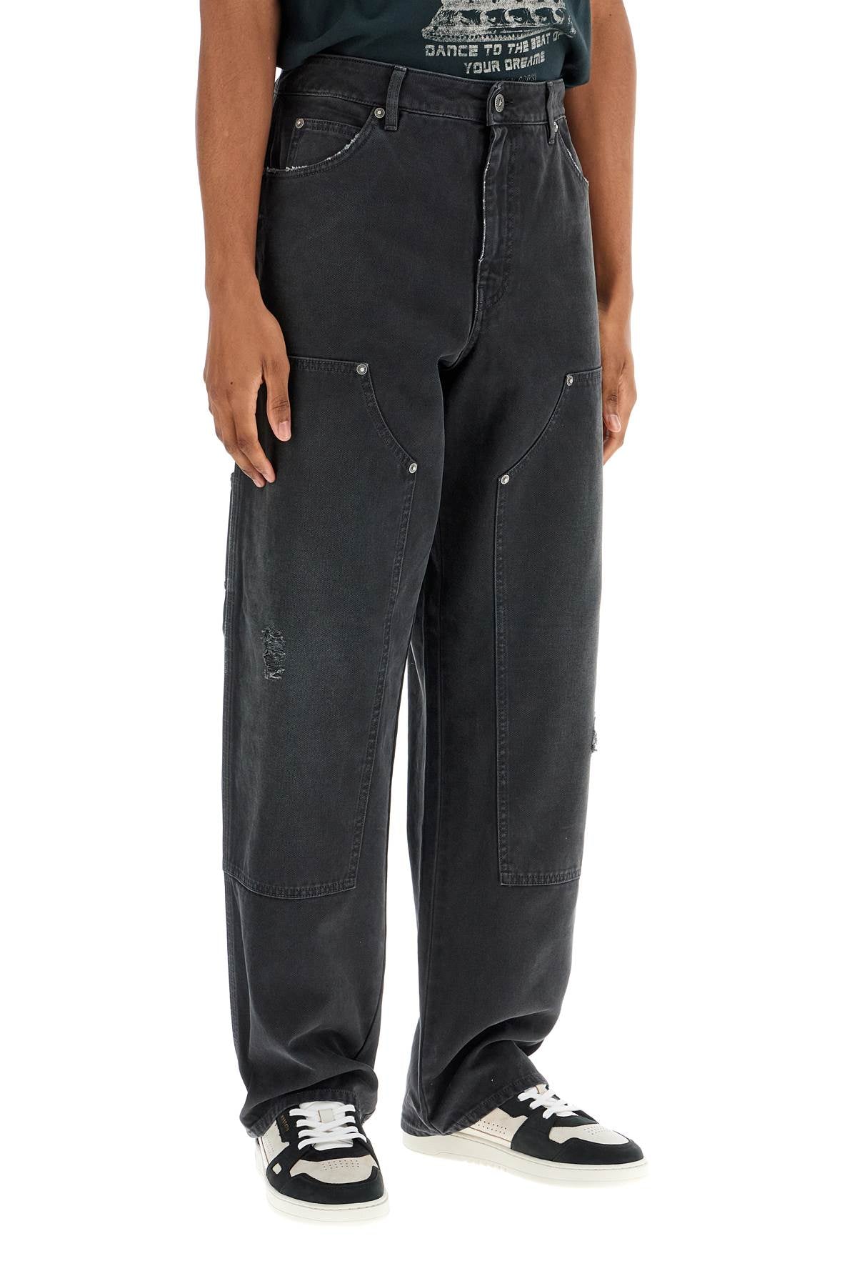 Golden Goose painter pants in black cotton destroyed effect journey - VivaceVenus