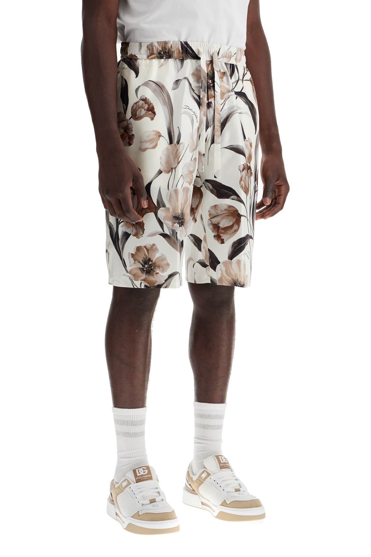 Dolce & Gabbana silk bermuda shorts with floral print set - VivaceVenus