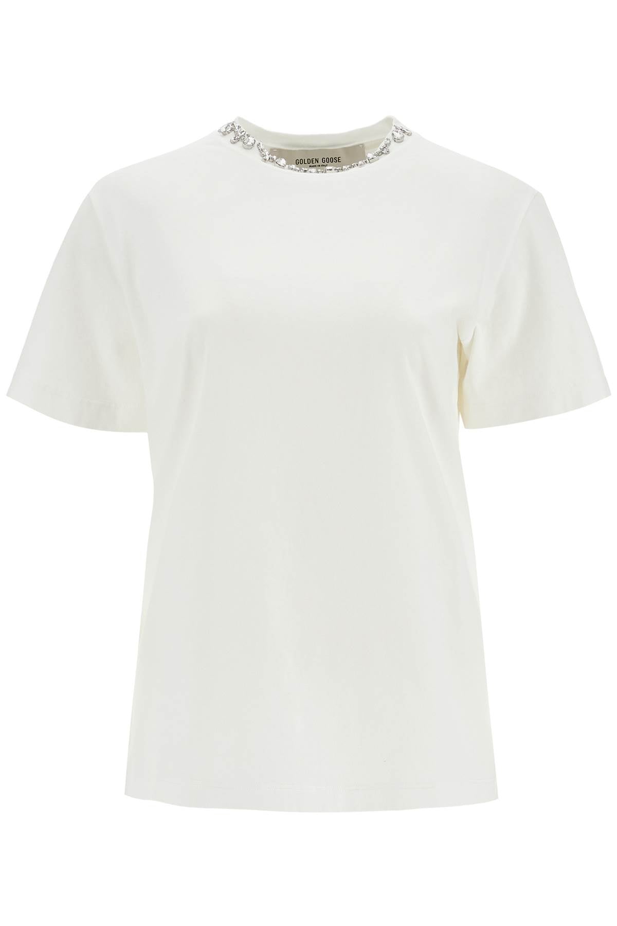 Golden Goose vintage white cotton t-shirt with rhinestone embroidery - VivaceVenus