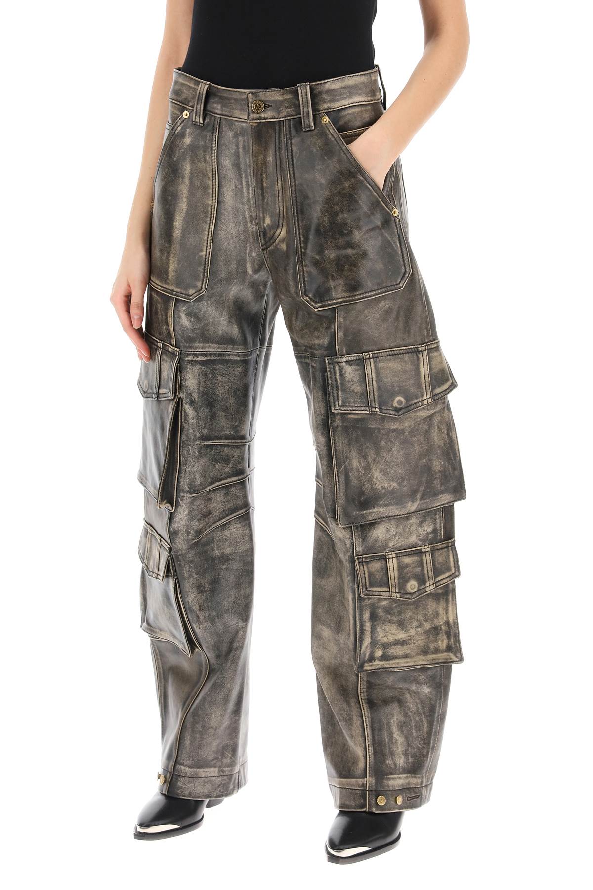 Golden Goose irin cargo pants in vintage-effect nappa leather - VivaceVenus