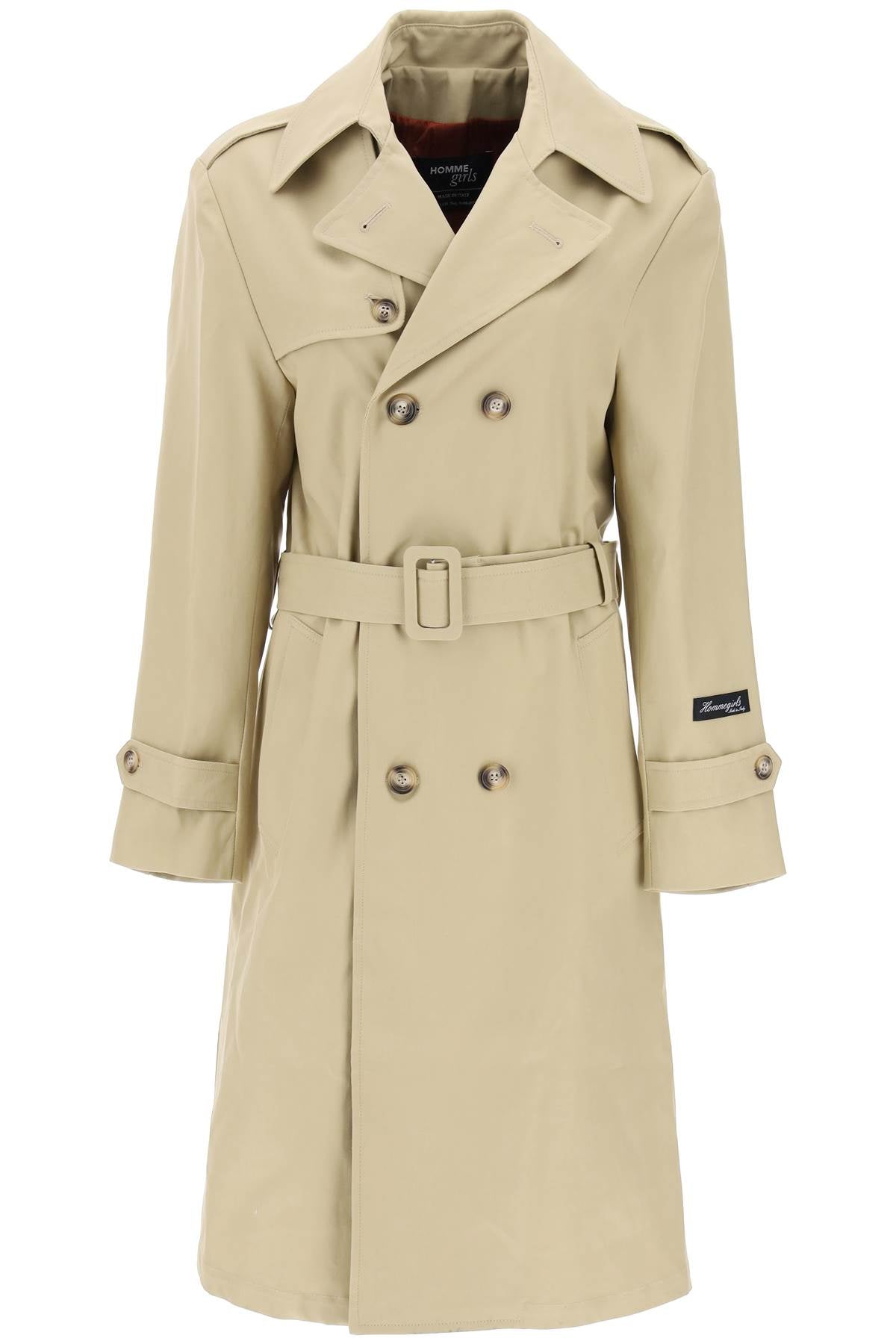 Homme Girls cotton double-breasted trench coat - VivaceVenus