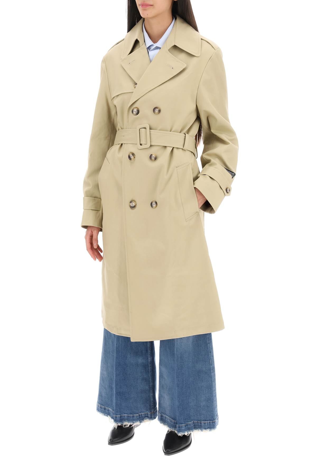 Homme Girls cotton double-breasted trench coat - VivaceVenus