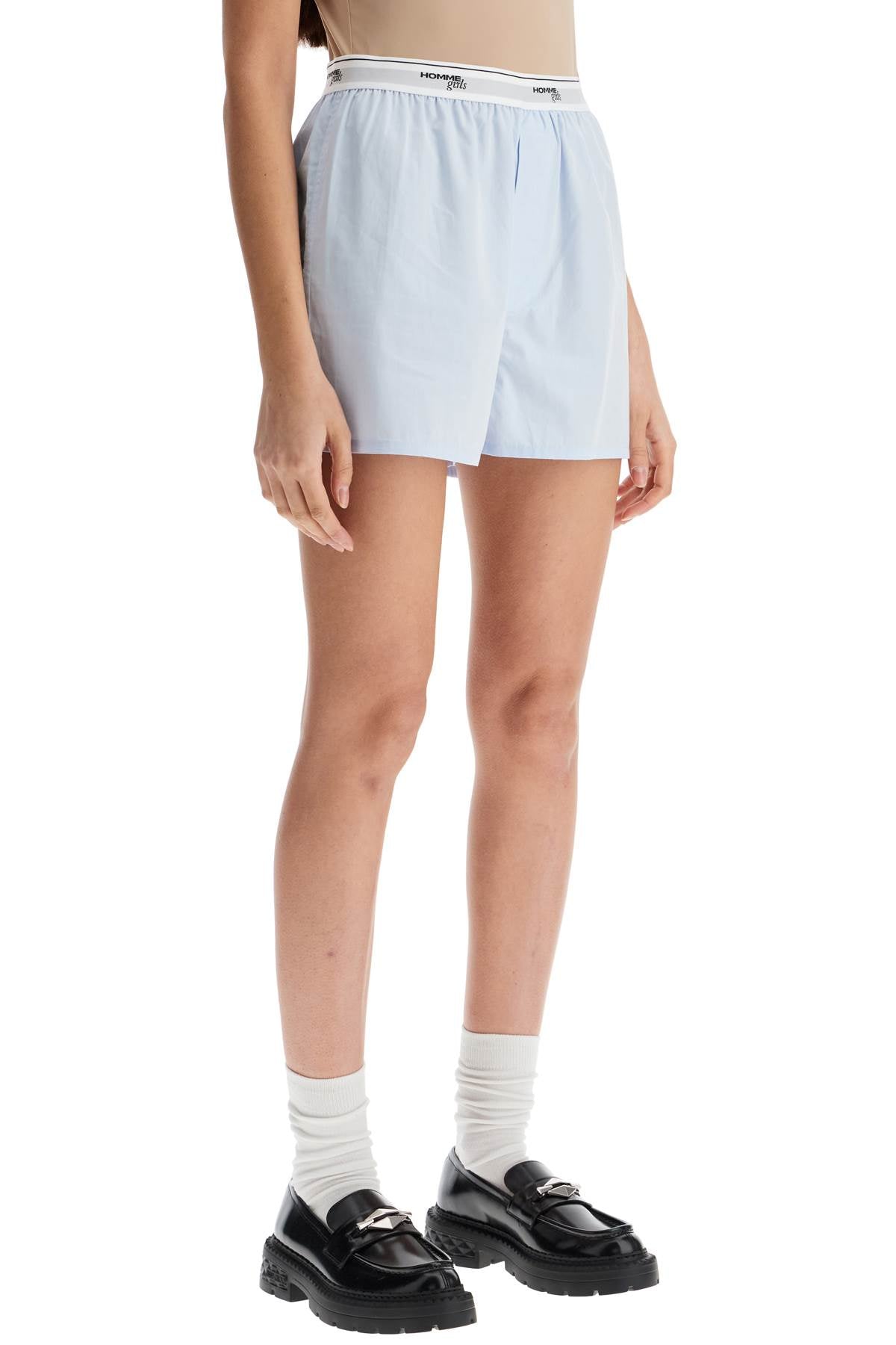 Homme Girls light blue high-waisted cotton boxer shorts - VivaceVenus