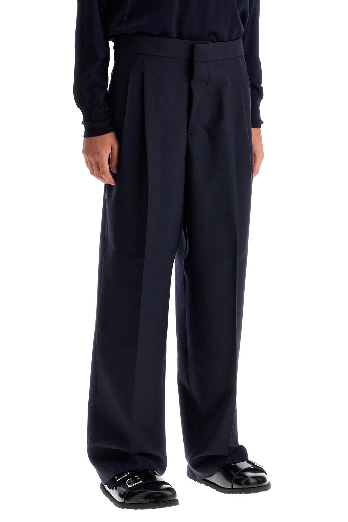 Ami Alexandre Matiussi large fit wool gabardine trousers - VivaceVenus