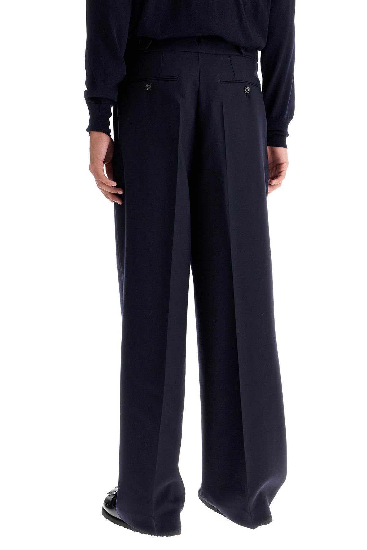 Ami Alexandre Matiussi large fit wool gabardine trousers - VivaceVenus