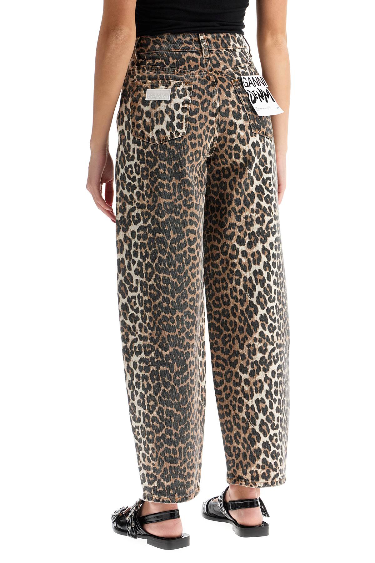 Ganni leopard print barrel jeans - VivaceVenus