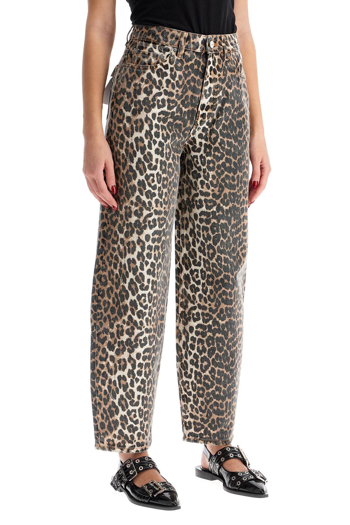 Ganni leopard print barrel jeans - VivaceVenus