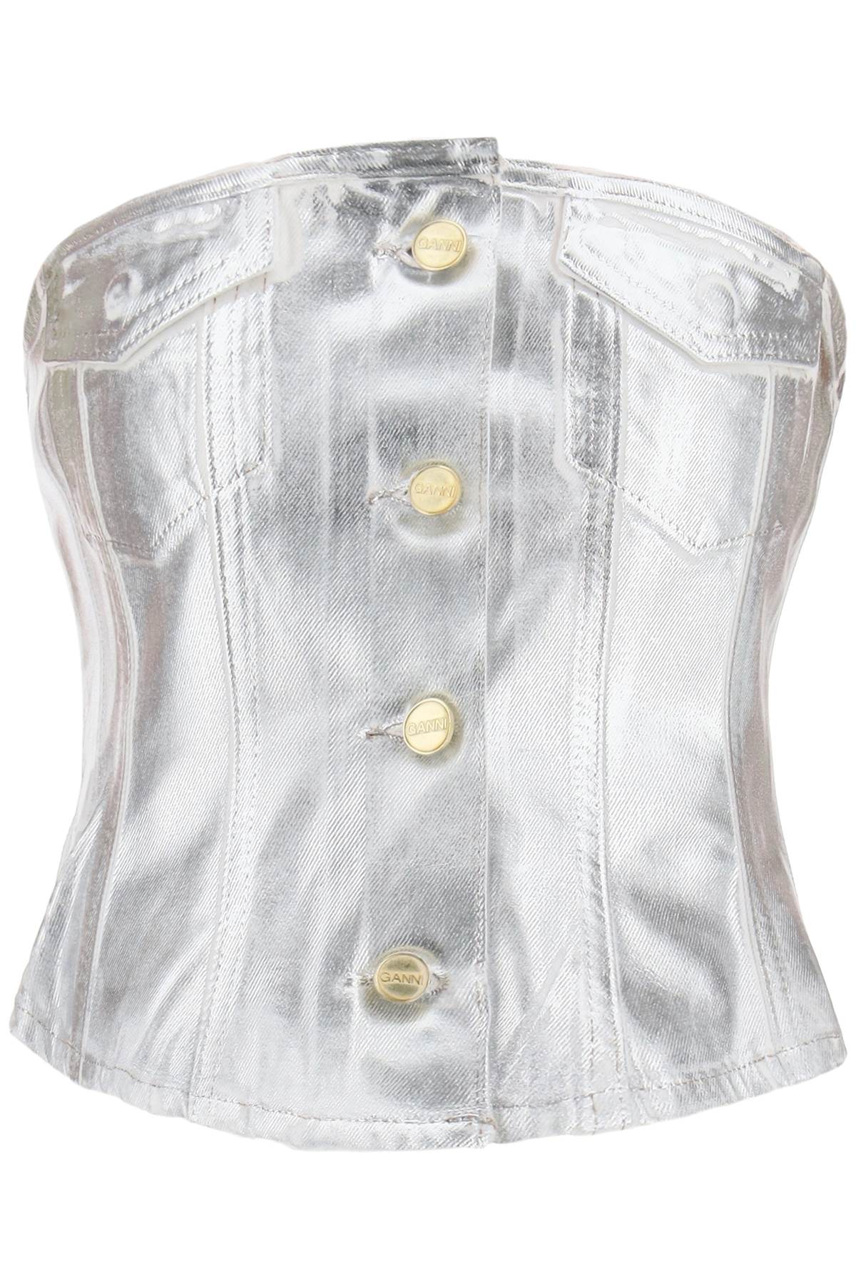 Ganni bustier top in foil denim - VivaceVenus